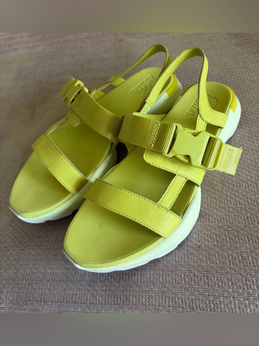 Sorel Neon Yellow Platform Sport Sandals
